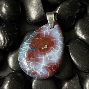 Snakeskin Agate Pendant 1 3/4x1” Natural Stone. Makes for a beautiful gift.